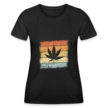 Cannabis Retro - Frauen Funktions-T-Shirt - Schwarz - Vorne - AI Model Female 172 light (172cm)
