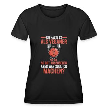 Veganer Vegan - Frauen Funktions-T-Shirt - Schwarz - Vorne - AI Model Female 172 light (172cm)