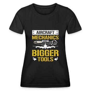 Les mécaniciens d’aéronefs ont des outils plus gros - T-shirt sport Femme - noir - Devant - AI Model Female 172 light (172cm)