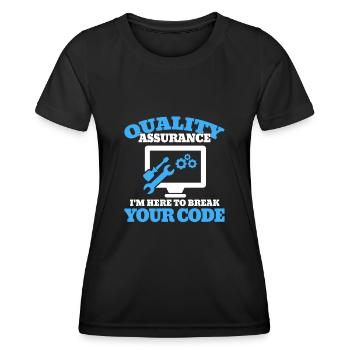 QA Ingenieur QA Tester Software Tester - Frauen Funktions-T-Shirt - Schwarz - Vorne - AI Model Female 172 light (172cm)