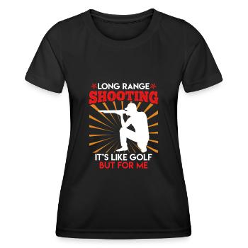 Long Range Shooting is like Golf Sports Shooter - Women's Functional T-Shirt - black - Front - AI Model Female 172 light (172cm)