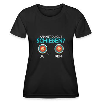 Kannst du gut schießen? Sportschütze Schießstand - Frauen Funktions-T-Shirt - Schwarz - Vorne - AI Model Female 172 light (172cm)