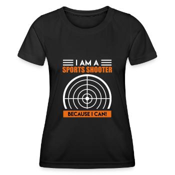 I am a sports shooter because I can - Women's Functional T-Shirt - black - Front - AI Model Female 172 light (172cm)