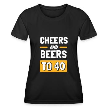 Acclamations et bières pour le 40e anniversaire - T-shirt sport Femme - noir - Devant - AI Model Female 172 light (172cm)