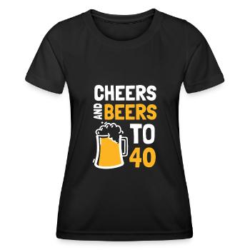 Acclamations et bières pour le 40e anniversaire - T-shirt sport Femme - noir - Devant - AI Model Female 172 light (172cm)