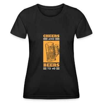 Acclamations et bières pour le 40e anniversaire - T-shirt sport Femme - noir - Devant - AI Model Female 172 light (172cm)