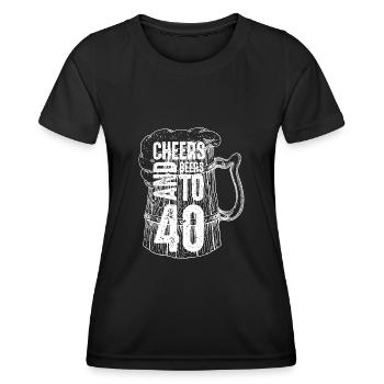 Acclamations et bières pour le 40e anniversaire - T-shirt sport Femme - noir - Devant - AI Model Female 172 light (172cm)