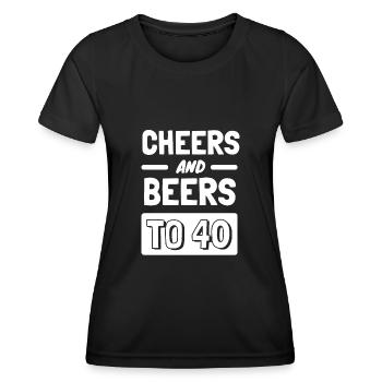 Acclamations et bières pour le 40e anniversaire - T-shirt sport Femme - noir - Devant - AI Model Female 172 light (172cm)