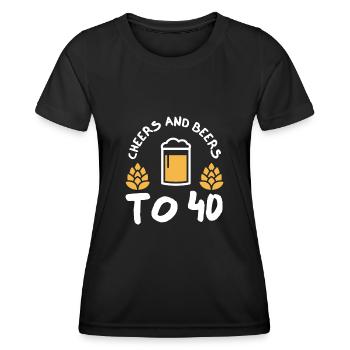 Acclamations et bières pour le 40e anniversaire - T-shirt sport Femme - noir - Devant - AI Model Female 172 light (172cm)