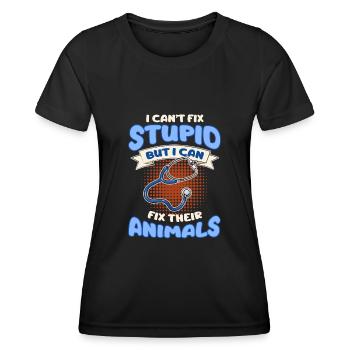 Fun Tierarzt Witz Tierarzt Tierarzt - Frauen Funktions-T-Shirt - Schwarz - Vorne - AI Model Female 172 light (172cm)