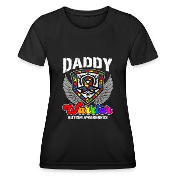 Conscience de l’autisme Guerrier Papa - T-shirt sport Femme - noir - Devant - AI Model Female 172 light (172cm)