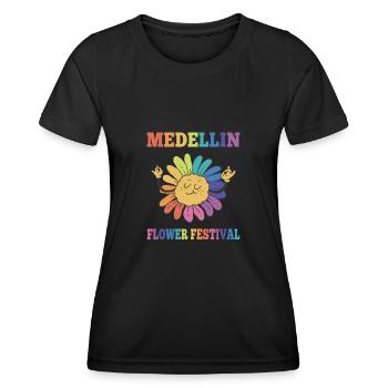 Medellin Blumen Fest Farbenfroh Sonnenblume - Frauen Funktions-T-Shirt - Schwarz - Vorne - AI Model Female 172 light (172cm)