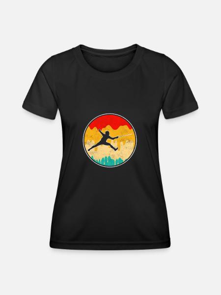 Fechten Retro - Frauen Funktions-T-Shirt - Schwarz