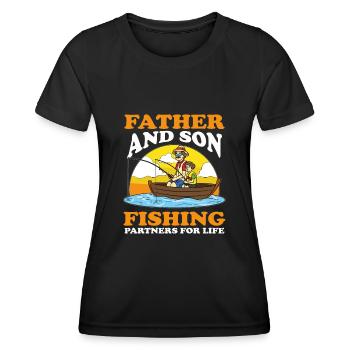 Father And Son Fishing - Women's Functional T-Shirt - black - Front - AI Model Female 172 light (172cm)