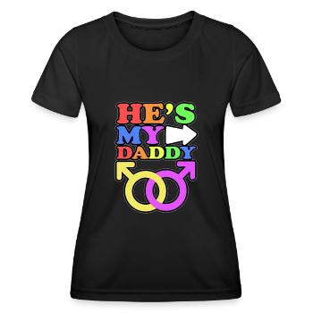 Er ist mein Papa Homosexuell Eltern Kind mit 2 - Frauen Funktions-T-Shirt - Schwarz - Vorne - AI Model Female 172 light (172cm)