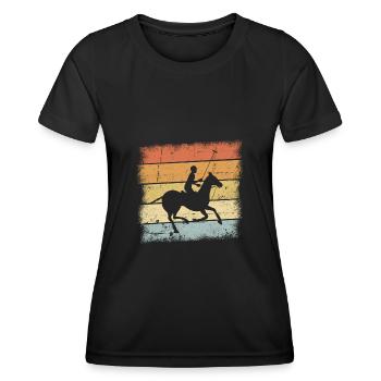 Polo Pferdesport Retro Design - Frauen Funktions-T-Shirt - Schwarz - Vorne - AI Model Female 172 light (172cm)