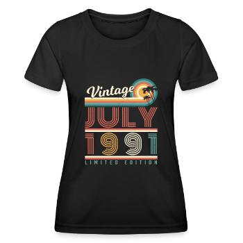 1991 July gift idea - Women's Functional T-Shirt - black - Front - AI Model Female 172 light (172cm)