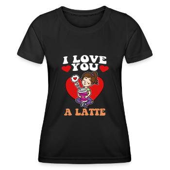 Ich liebe dich ein Latte Coffee Cappuicino - Frauen Funktions-T-Shirt - Schwarz - Vorne - AI Model Female 172 light (172cm)