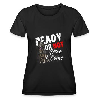 Deutscher Schäferhund Polizeihund Polizei Hund - Frauen Funktions-T-Shirt - Schwarz - Vorne - AI Model Female 172 light (172cm)
