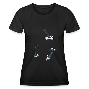 Fishermen, fishing, fishing hooks - Women's Functional T-Shirt - black - Front - AI Model Female 172 light (172cm)