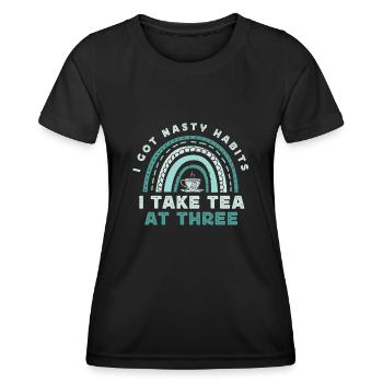 Tea lovers, tea drinkers, tea time - Women's Functional T-Shirt - black - Front - AI Model Female 172 light (172cm)