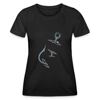 Fischer, Angeln, Angelhaken - Frauen Funktions-T-Shirt - Schwarz - Vorne - AI Model Female 172 light (172cm)