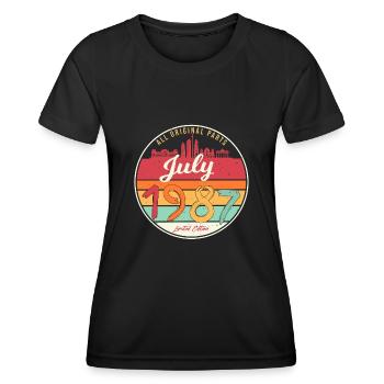 Baujahr Juli 1987 - Frauen Funktions-T-Shirt - Schwarz - Vorne - AI Model Female 172 light (172cm)