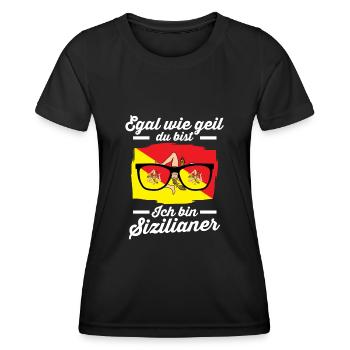 Sicilia Sizilianer Sizilianisches Sizilien - Frauen Funktions-T-Shirt - Schwarz - Vorne - AI Model Female 172 light (172cm)