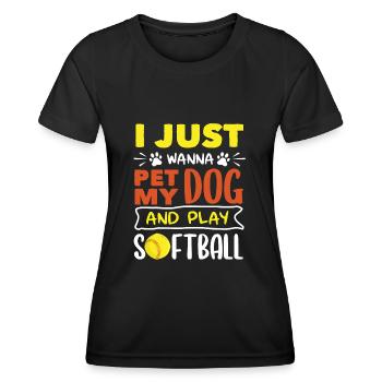 Il suffit de caresser mon chien et de jouer au softball - T-shirt sport Femme - noir - Devant - AI Model Female 172 light (172cm)