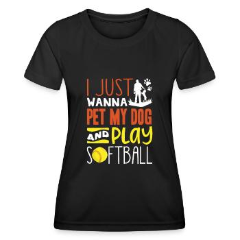Il suffit de caresser mon chien et de jouer au softball - T-shirt sport Femme - noir - Devant - AI Model Female 172 light (172cm)