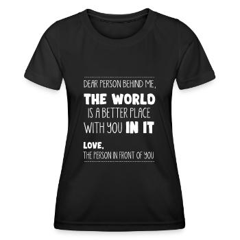 Person Hinter Mir, Ein Besserer Ort - Frauen Funktions-T-Shirt - Schwarz - Vorne - AI Model Female 172 light (172cm)