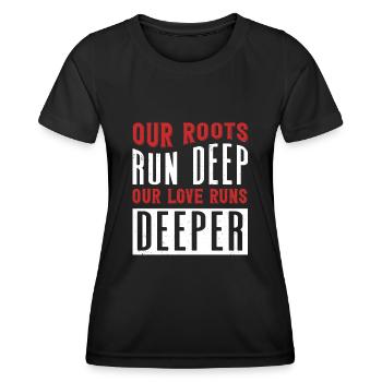 Arbre généalogique, nos racines vont plus loin - T-shirt sport Femme - noir - Devant - AI Model Female 172 light (172cm)