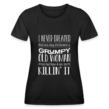 Vieux grincheux, me voici - T-shirt sport Femme - noir - Devant - AI Model Female 172 light (172cm)