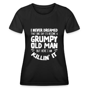 Vieux grincheux, me voici - T-shirt sport Femme - noir - Devant - AI Model Female 172 light (172cm)