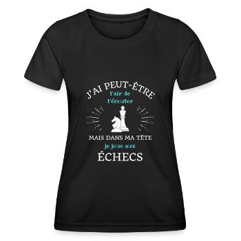 dans ma tete echecs humour echecs et mat homme - T-shirt sport Femme - noir - Devant - AI Model Female 172 light (172cm)