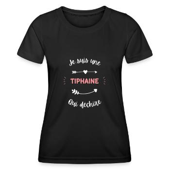 Je suis une Tiphaine qui déchire - T-shirt sport Femme - noir - Devant - AI Model Female 172 light (172cm)
