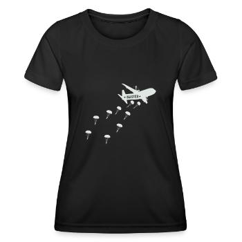 Saut d’avion Parachutiste Jumpmaster - T-shirt sport Femme - noir - Devant - AI Model Female 172 light (172cm)