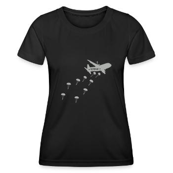 Saut d’avion vétéran parachutiste - T-shirt sport Femme - noir - Devant - AI Model Female 172 light (172cm)