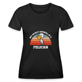 Pelikan Ornithologie Mon animal est un pélican - T-shirt sport Femme - noir - Devant - AI Model Female 172 light (172cm)