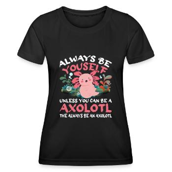 Axolotl Amphibie Lurch Salamander - Frauen Funktions-T-Shirt - Schwarz - Vorne - AI Model Female 172 light (172cm)