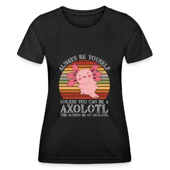 Axolotl Amphibie Lurch Salamander - Frauen Funktions-T-Shirt - Schwarz - Vorne - AI Model Female 172 light (172cm)
