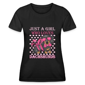 Dachshund Rough-haired Dachshund - Women's Functional T-Shirt - black - Front - AI Model Female 172 light (172cm)