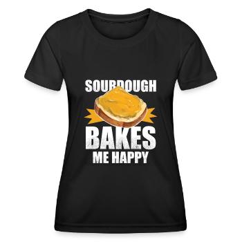 Sourdough Bakes Me Happy - Bread Baking - Frauen Funktions-T-Shirt - Schwarz - Vorne - AI Model Female 172 light (172cm)
