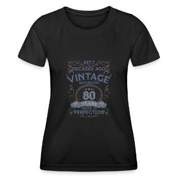 Vintage Legendary - Aged perfectly 80th birthday - Women's Functional T-Shirt - black - Front - AI Model Female 172 light (172cm)