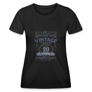 Vintage Légendaire - Vieilli parfaitement 20ème anniversaire - T-shirt sport Femme - noir - Devant - AI Model Female 172 light (172cm)