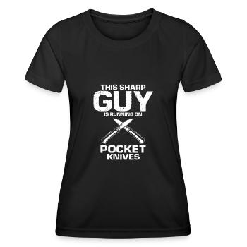 Knife Collector Designs Messerfan Knife Maker - Women's Functional T-Shirt - black - Front - AI Model Female 172 light (172cm)