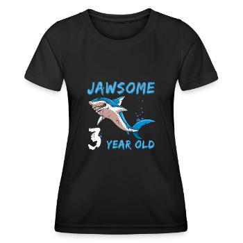 Birth Born Age 3 Years Old Jaw Awesome Shark - Frauen Funktions-T-Shirt - Schwarz - Vorne - AI Model Female 172 light (172cm)