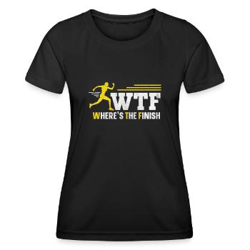 WTF - Where's The Finish Fun Marathon Runner - Women's Functional T-Shirt - black - Front - AI Model Female 172 light (172cm)