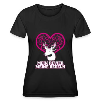 Jägerin Jagd Revier Jäger - Frauen Funktions-T-Shirt - Schwarz - Vorne - AI Model Female 172 light (172cm)