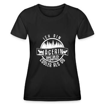 Jägerin Jagd Keiler Wildschwein Jäger - Frauen Funktions-T-Shirt - Schwarz - Vorne - AI Model Female 172 light (172cm)